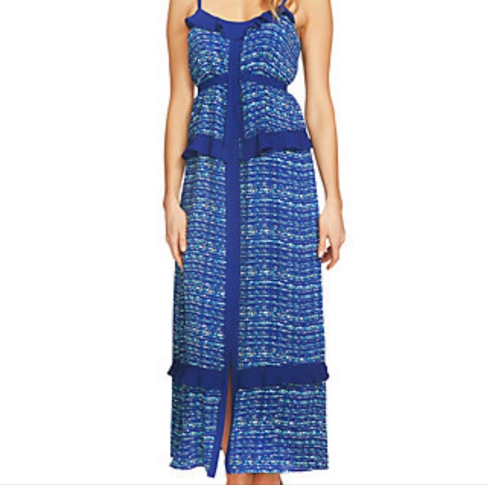 NWT CeCe Colorful Highlights Mix Ruffle Maxi Dress, 12